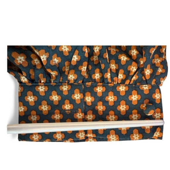 Cider 60’s Style Print Keyhole Short Green Orange XL Long Sleeves Zip Dress READ - Picture 7 of 7